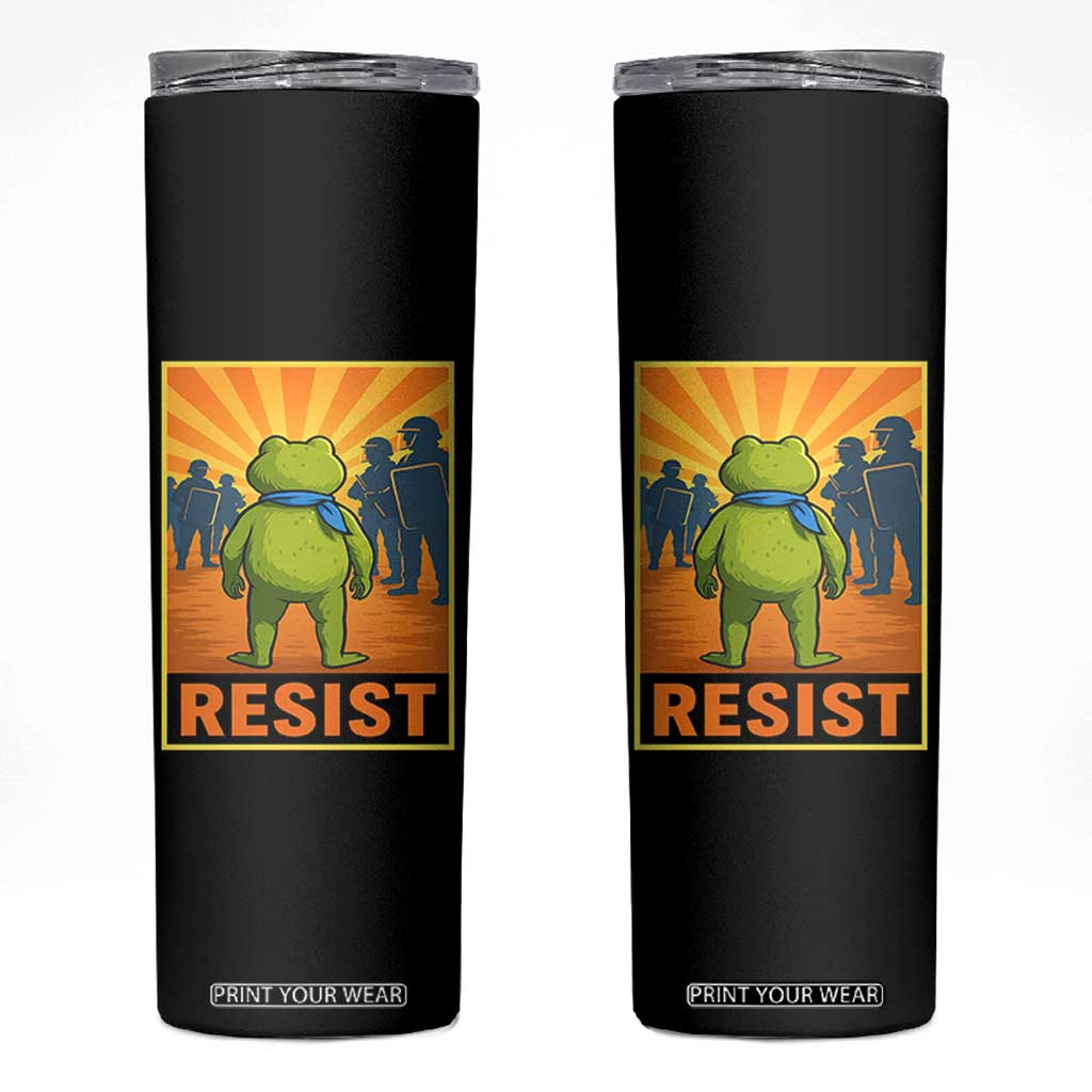 Resist Frog Graphic Skinny Tumbler Protest Stand Against Fascism TS02 Black Print Your Wear