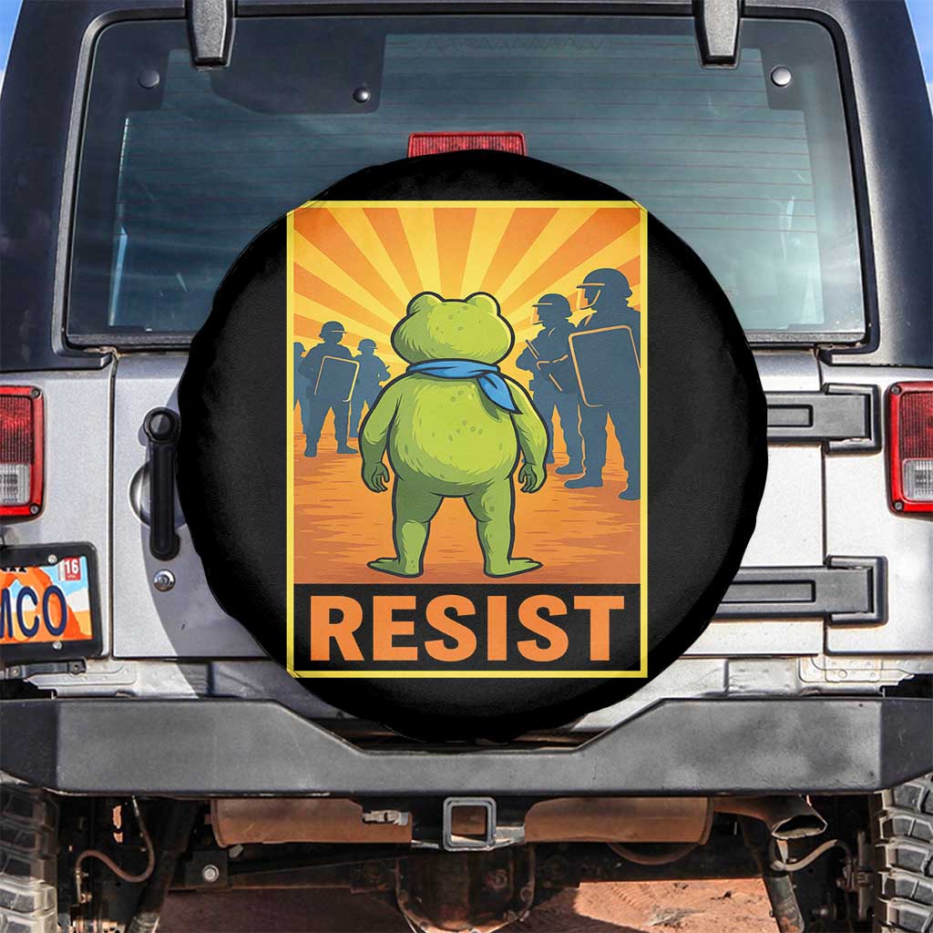 Resist Frog Graphic Spare Tire Cover Protest Stand Against Fascism TS02 No hole Black Print Your Wear