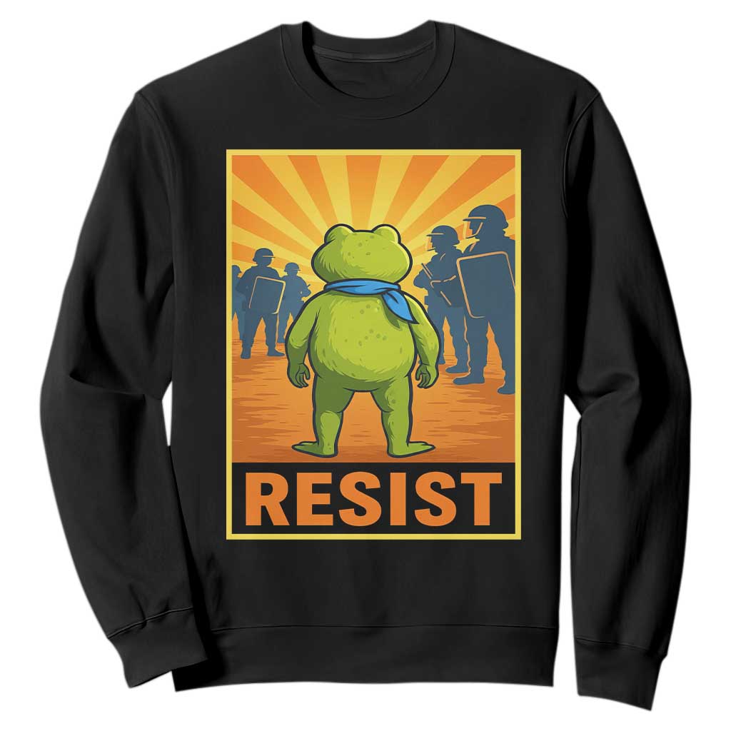 Resist Frog Graphic Sweatshirt Protest Stand Against Fascism TS02 Black Print Your Wear