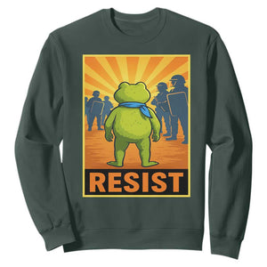 Resist Frog Graphic Sweatshirt Protest Stand Against Fascism TS02 Dark Forest Green Print Your Wear