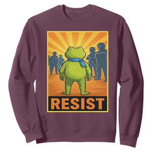 Resist Frog Graphic Sweatshirt Protest Stand Against Fascism TS02 Maroon Print Your Wear
