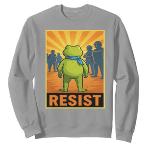 Resist Frog Graphic Sweatshirt Protest Stand Against Fascism TS02 Sport Gray Print Your Wear