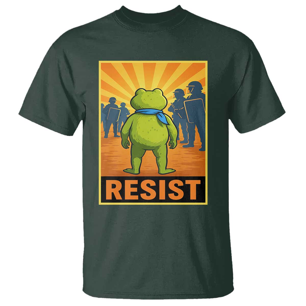 Resist Frog Graphic T Shirt Protest Stand Against Fascism TS02 Dark Forest Green Print Your Wear