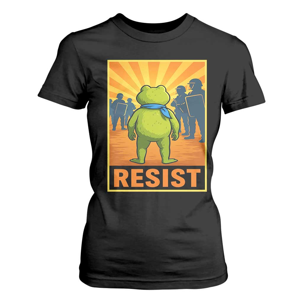 Resist Frog Graphic T Shirt For Women Protest Stand Against Fascism - Print Your Wear