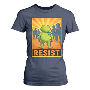 Resist Frog Graphic T Shirt For Women Protest Stand Against Fascism TS02 Navy Print Your Wear