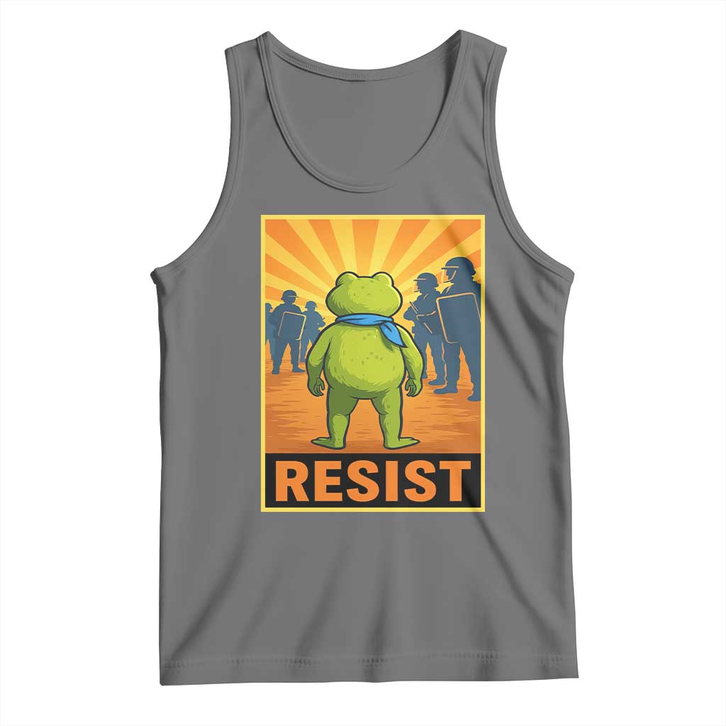Resist Frog Graphic Tank Top Protest Stand Against Fascism TS02 Black Heather Print Your Wear