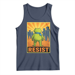 Resist Frog Graphic Tank Top Protest Stand Against Fascism TS02 Navy Print Your Wear