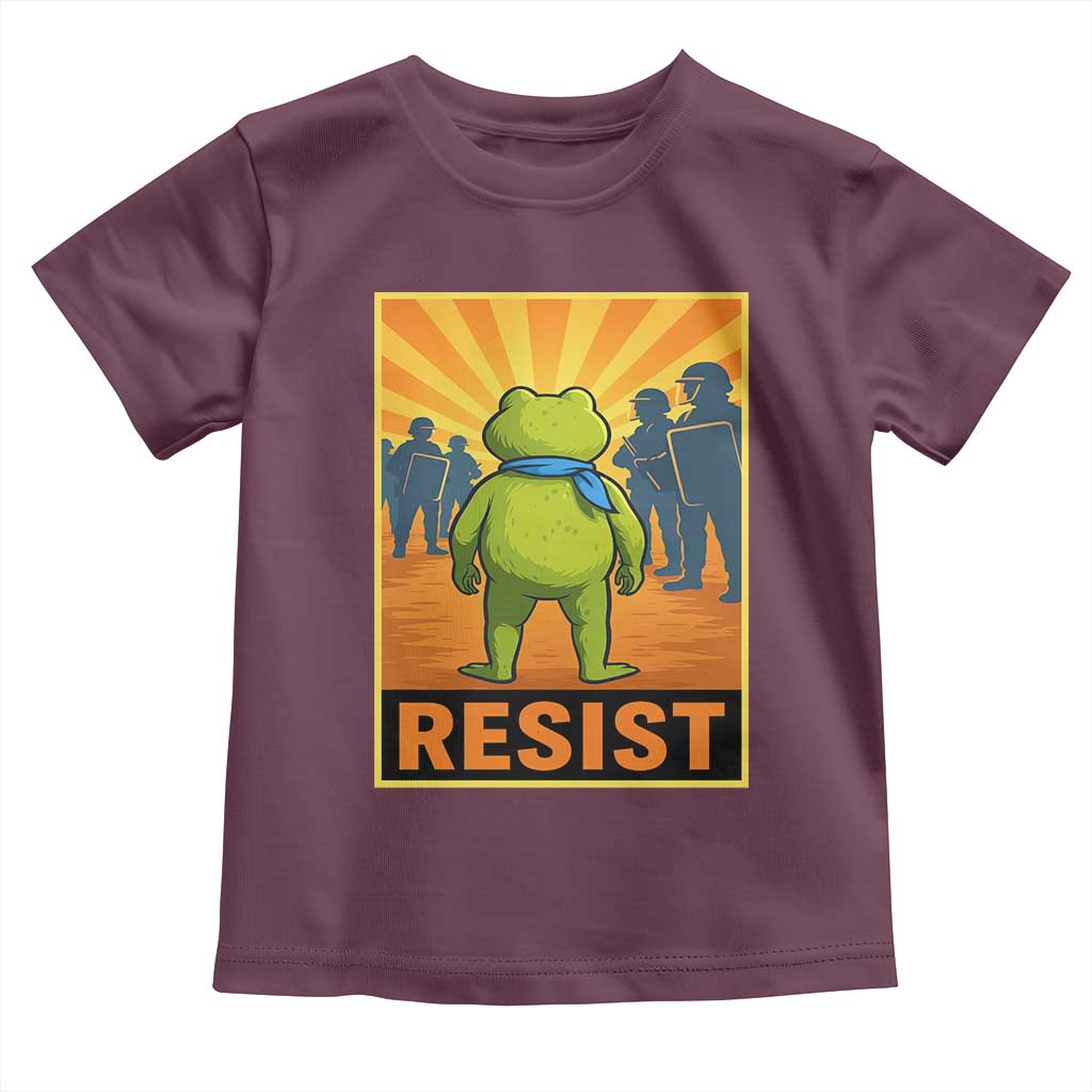 Resist Frog Graphic Toddler T Shirt Protest Stand Against Fascism TS02 Maroon Print Your Wear