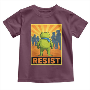 Resist Frog Graphic Toddler T Shirt Protest Stand Against Fascism TS02 Maroon Print Your Wear