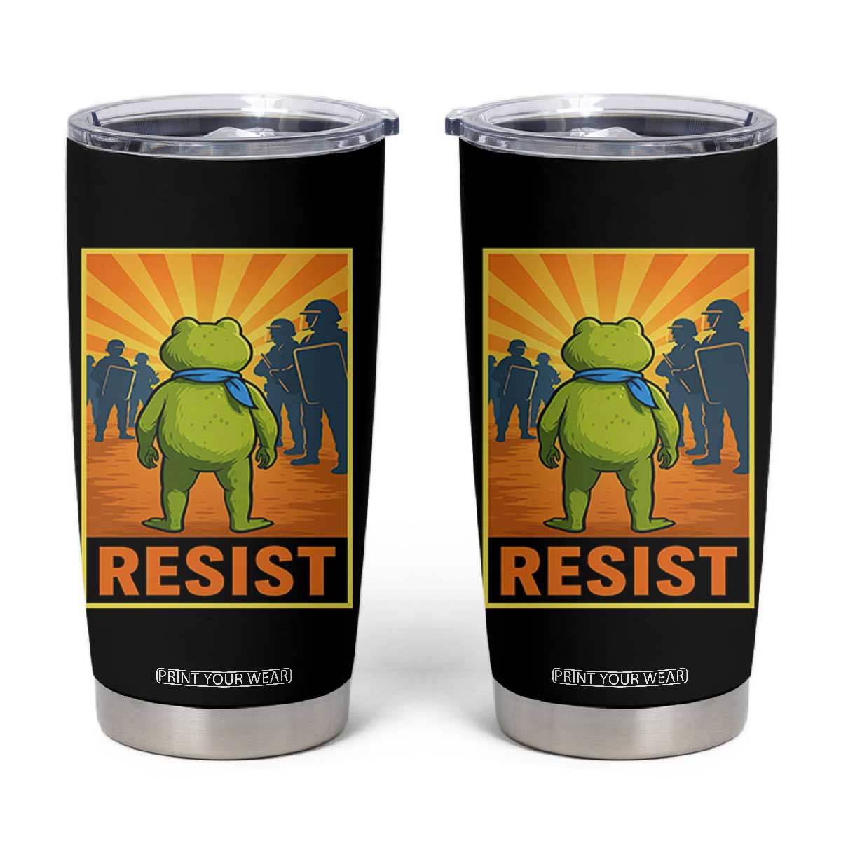 Resist Frog Graphic Tumbler Cup Protest Stand Against Fascism TS02 Black Print Your Wear