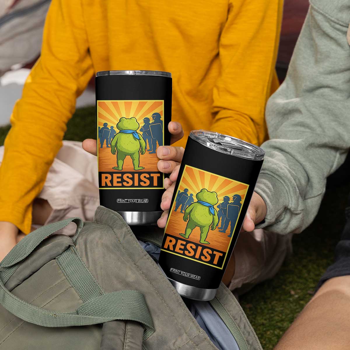 Resist Frog Graphic Tumbler Cup Protest Stand Against Fascism TS02 Print Your Wear