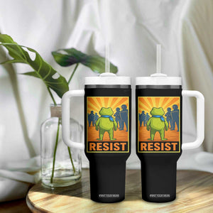 Resist Frog Graphic Tumbler With Handle Protest Stand Against Fascism TS02 Print Your Wear