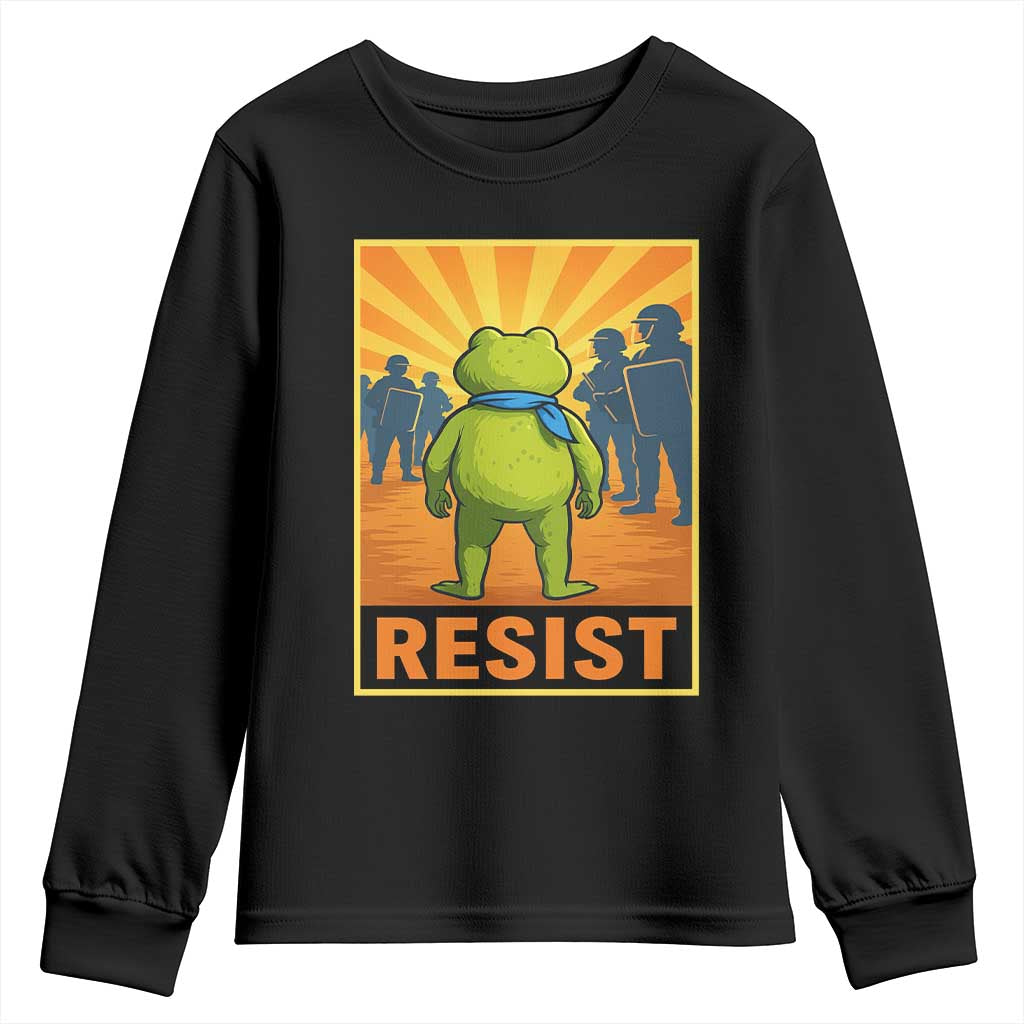 Resist Frog Graphic Youth Sweatshirt Protest Stand Against Fascism TS02 Black Print Your Wear