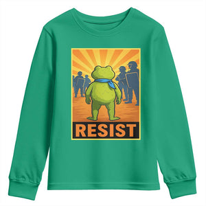 Resist Frog Graphic Youth Sweatshirt Protest Stand Against Fascism TS02 Irish Green Print Your Wear