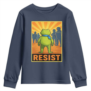 Resist Frog Graphic Youth Sweatshirt Protest Stand Against Fascism TS02 Navy Print Your Wear