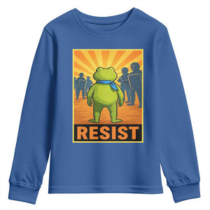 Resist Frog Graphic Youth Sweatshirt Protest Stand Against Fascism TS02 Royal Blue Print Your Wear