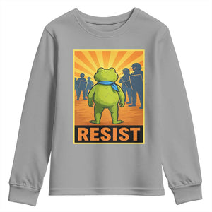 Resist Frog Graphic Youth Sweatshirt Protest Stand Against Fascism TS02 Sport Gray Print Your Wear