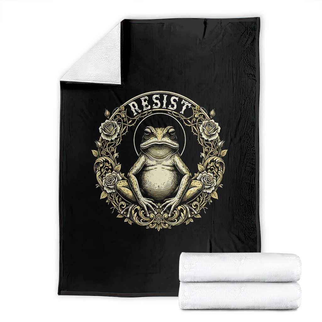 Zen Frog Resist Throw Blanket Sacred Resistance Protest Ornate Style Graphic TS02 Black Print Your Wear