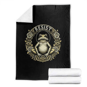 Zen Frog Resist Throw Blanket Sacred Resistance Protest Ornate Style Graphic TS02 Black Print Your Wear