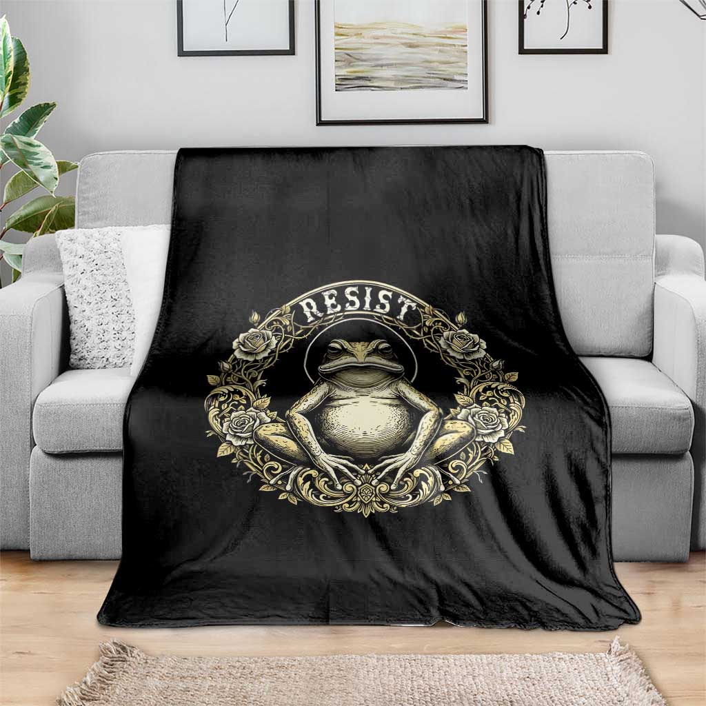 Zen Frog Resist Throw Blanket Sacred Resistance Protest Ornate Style Graphic TS02 Print Your Wear