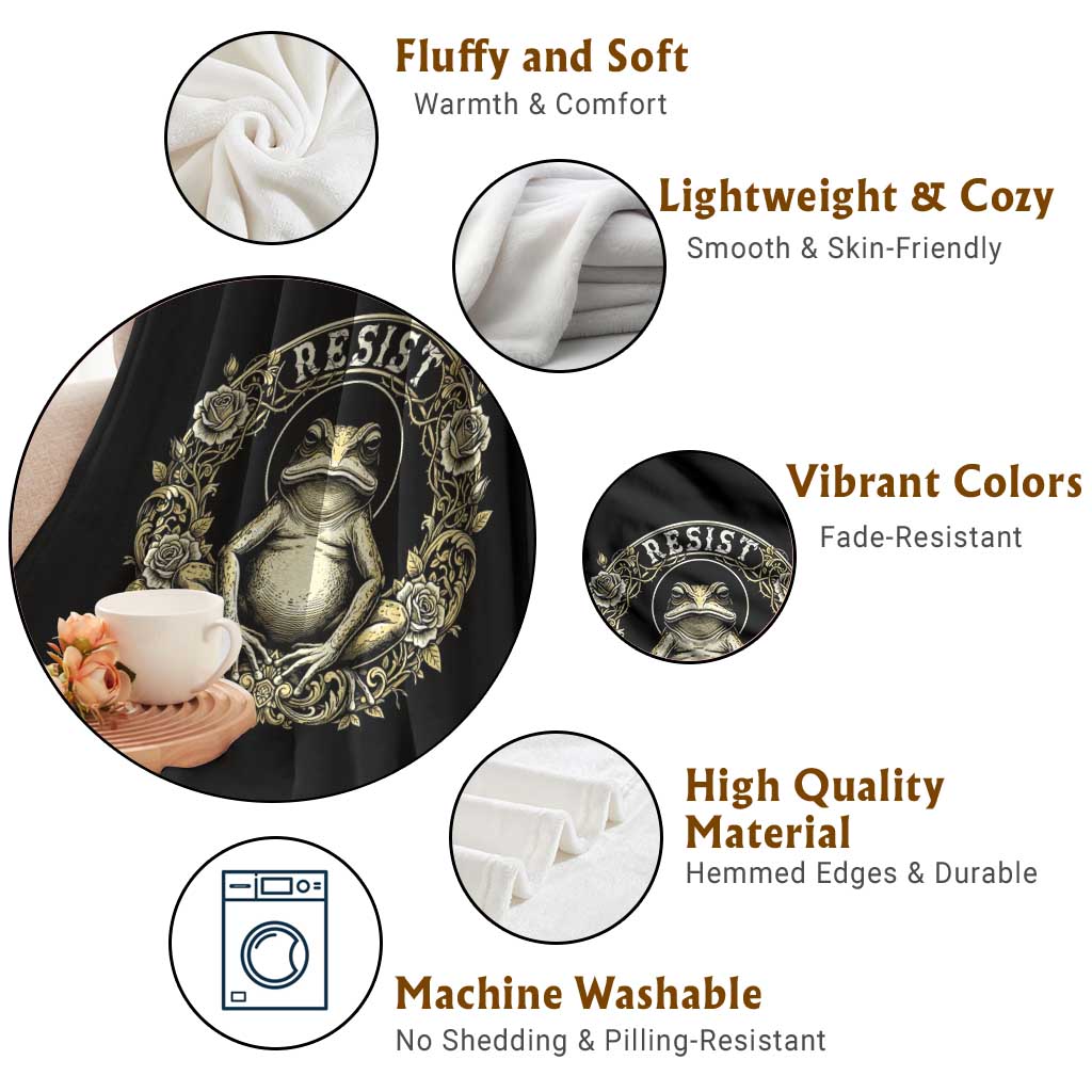 Zen Frog Resist Throw Blanket Sacred Resistance Protest Ornate Style Graphic TS02 Print Your Wear