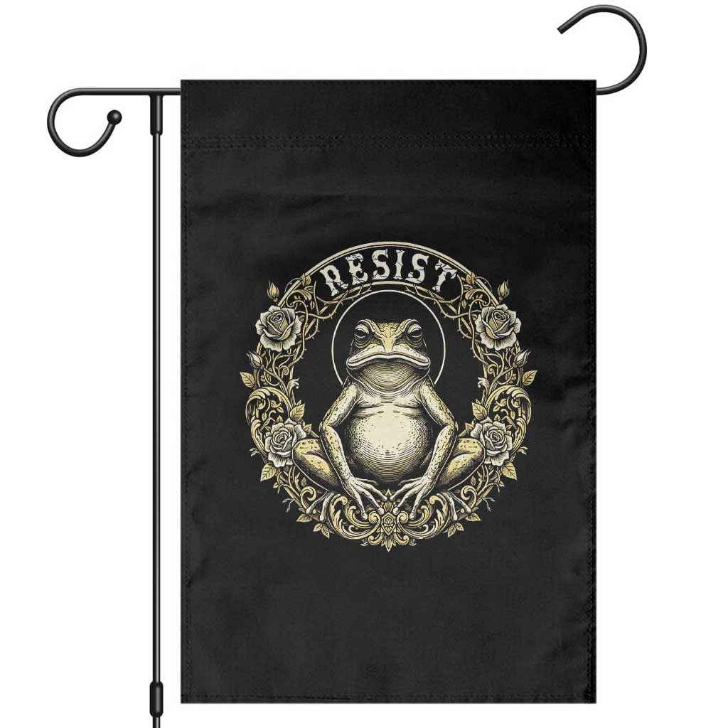 Zen Frog Resist Garden Flag Sacred Resistance Protest Ornate Style Graphic TS02 Black Print Your Wear