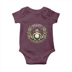 Zen Frog Resist Baby Onesie Sacred Resistance Protest Ornate Style Graphic TS02 Maroon Print Your Wear