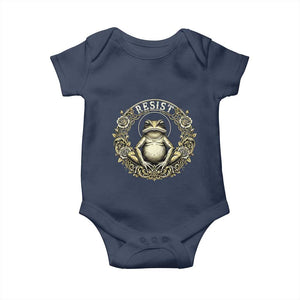 Zen Frog Resist Baby Onesie Sacred Resistance Protest Ornate Style Graphic TS02 Navy Print Your Wear