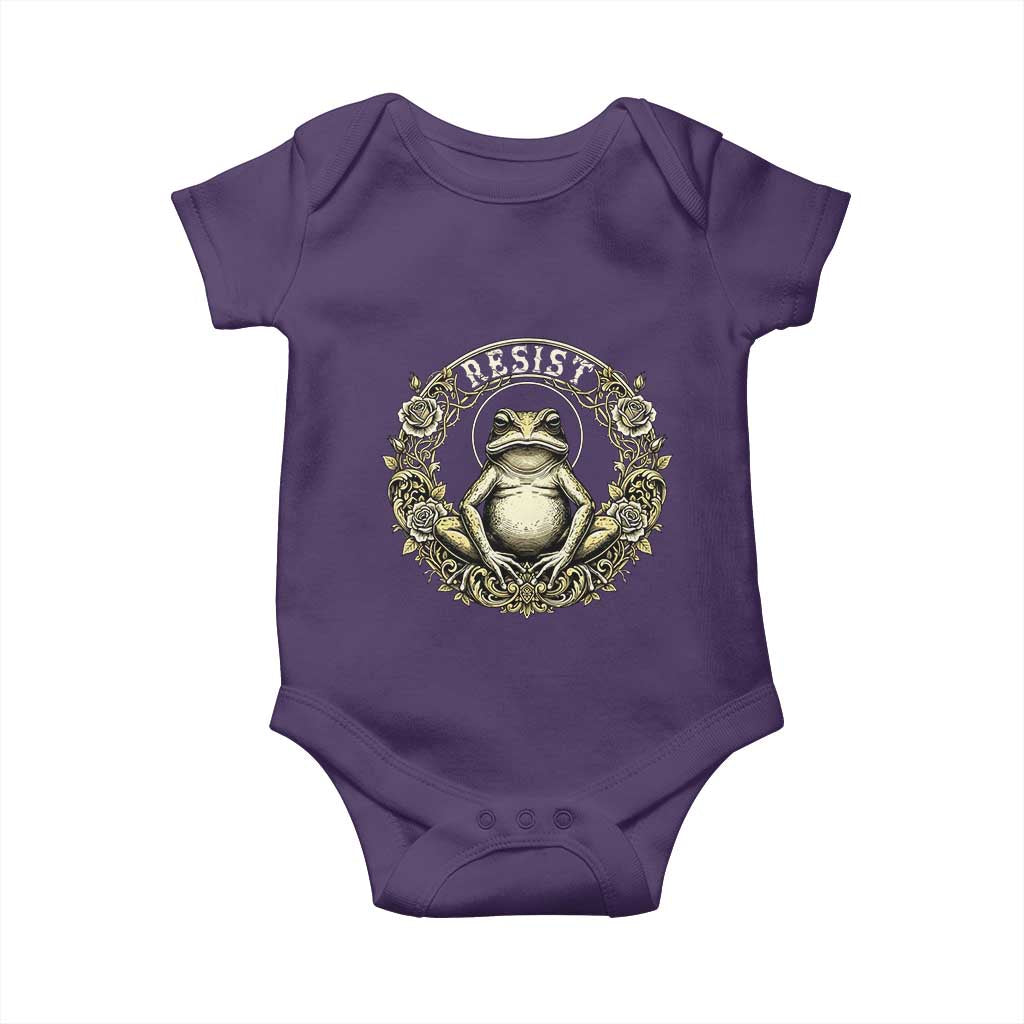 Zen Frog Resist Baby Onesie Sacred Resistance Protest Ornate Style Graphic TS02 Purple Print Your Wear