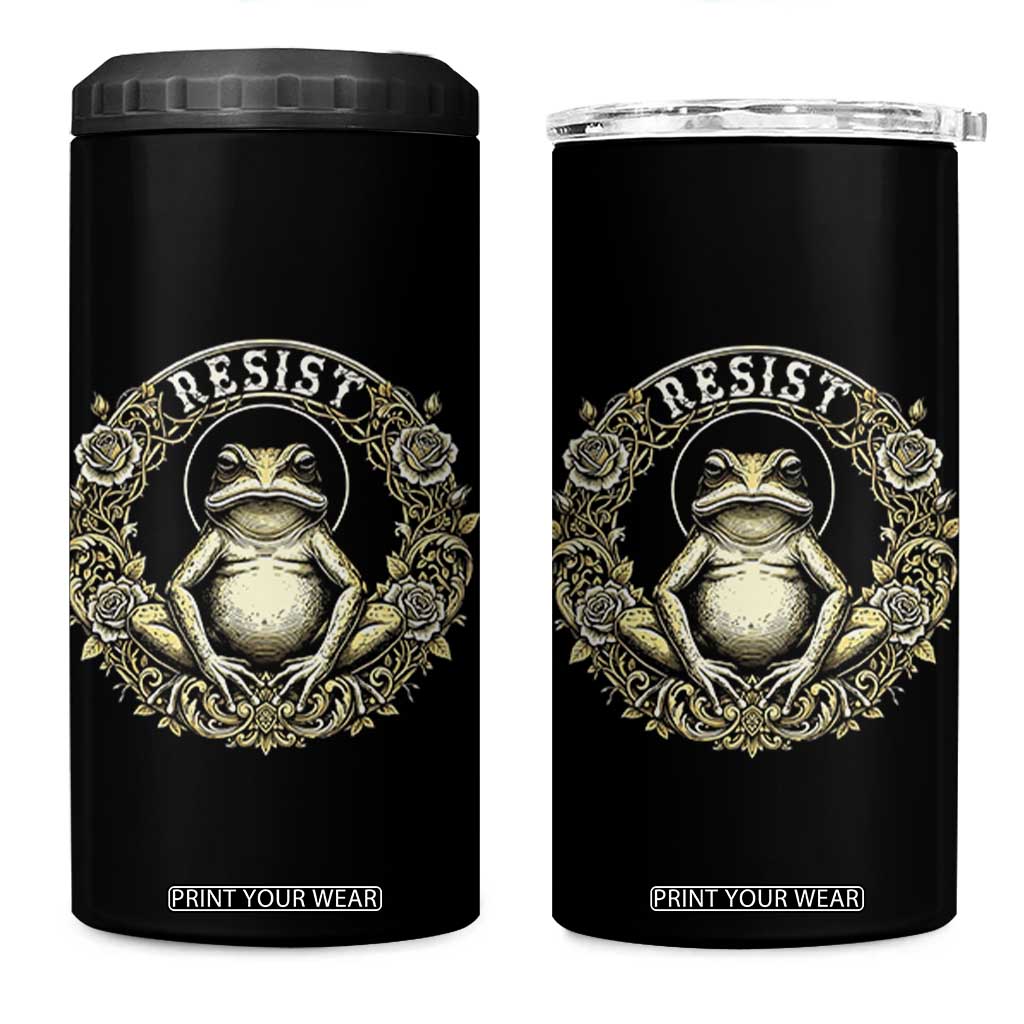 Zen Frog Resist 4 in 1 Can Cooler Tumbler Sacred Resistance Protest Ornate Style Graphic TS02 One Size: 16 oz Black Print Your Wear