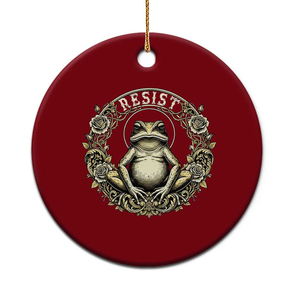 Zen Frog Resist Ceramic Ornament Sacred Resistance Protest Ornate Style Graphic - Print Your Wear