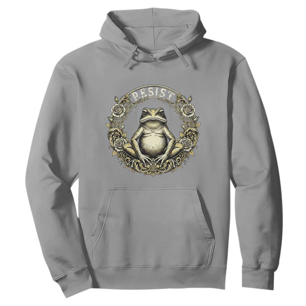 Zen Frog Resist Hoodie Sacred Resistance Protest Ornate Style Graphic TS02 Sport Gray Print Your Wear