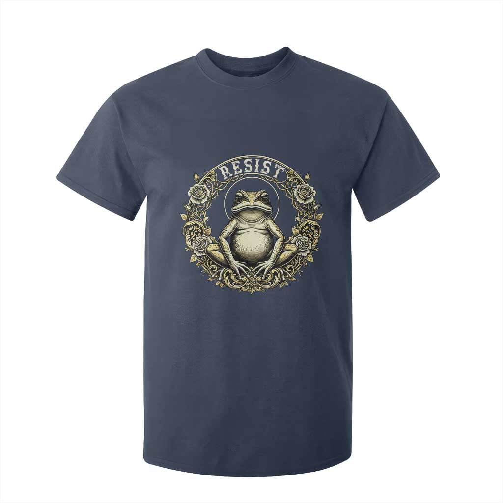 Zen Frog Resist T Shirt For Kid Sacred Resistance Protest Ornate Style Graphic TS02 Navy Print Your Wear
