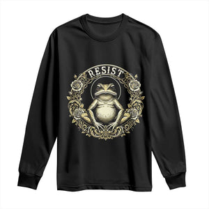 Zen Frog Resist Long Sleeve Shirt Sacred Resistance Protest Ornate Style Graphic TS02 Black Print Your Wear