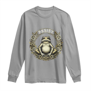 Zen Frog Resist Long Sleeve Shirt Sacred Resistance Protest Ornate Style Graphic TS02 Sport Gray Print Your Wear