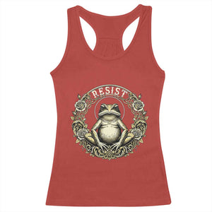 Zen Frog Resist Racerback Tank Top Sacred Resistance Protest Ornate Style Graphic TS02 Red Print Your Wear