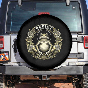 Zen Frog Resist Spare Tire Cover Sacred Resistance Protest Ornate Style Graphic TS02 No hole Black Print Your Wear