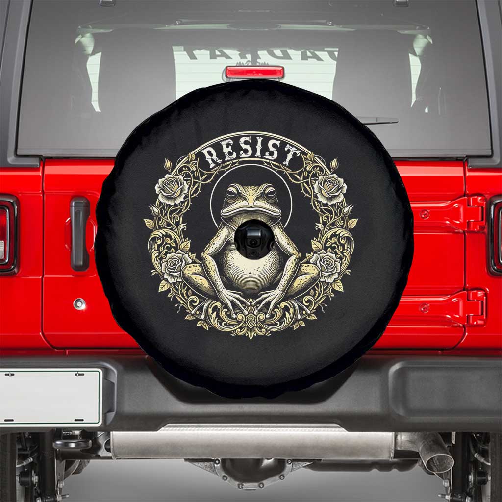 Zen Frog Resist Spare Tire Cover Sacred Resistance Protest Ornate Style Graphic TS02 Black Print Your Wear