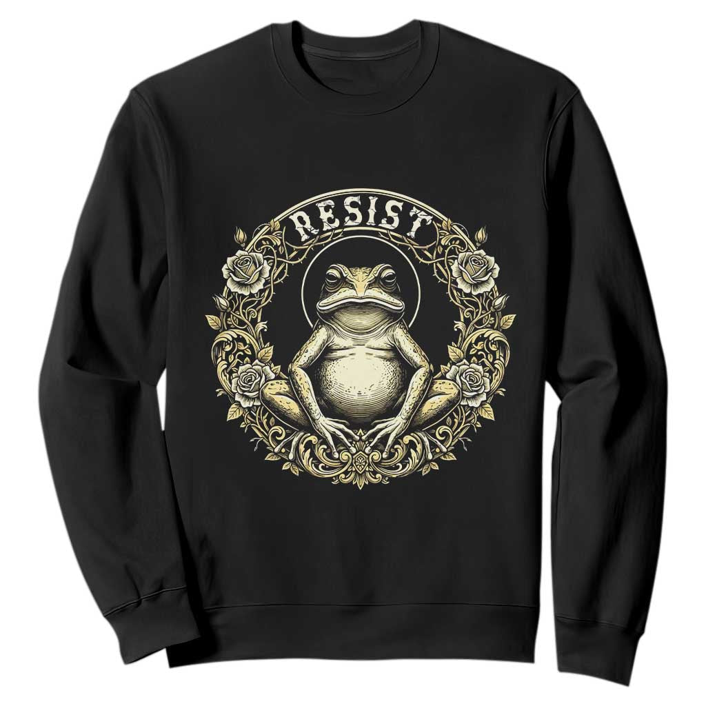 Zen Frog Resist Sweatshirt Sacred Resistance Protest Ornate Style Graphic TS02 Black Print Your Wear