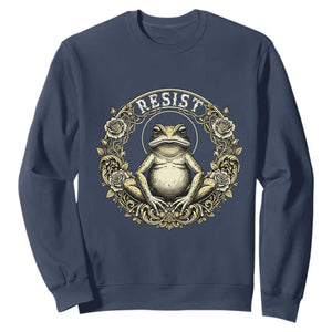 Zen Frog Resist Sweatshirt Sacred Resistance Protest Ornate Style Graphic TS02 Navy Print Your Wear