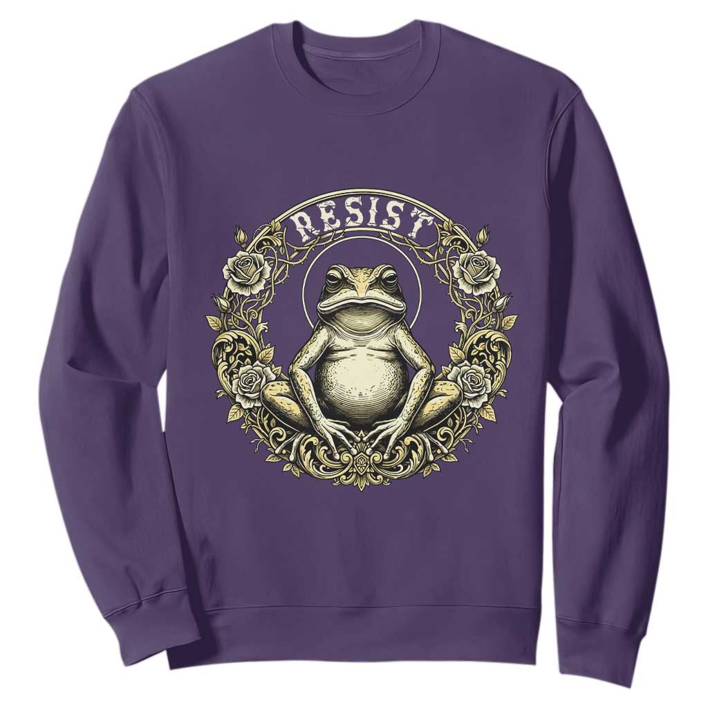 Zen Frog Resist Sweatshirt Sacred Resistance Protest Ornate Style Graphic TS02 Purple Print Your Wear