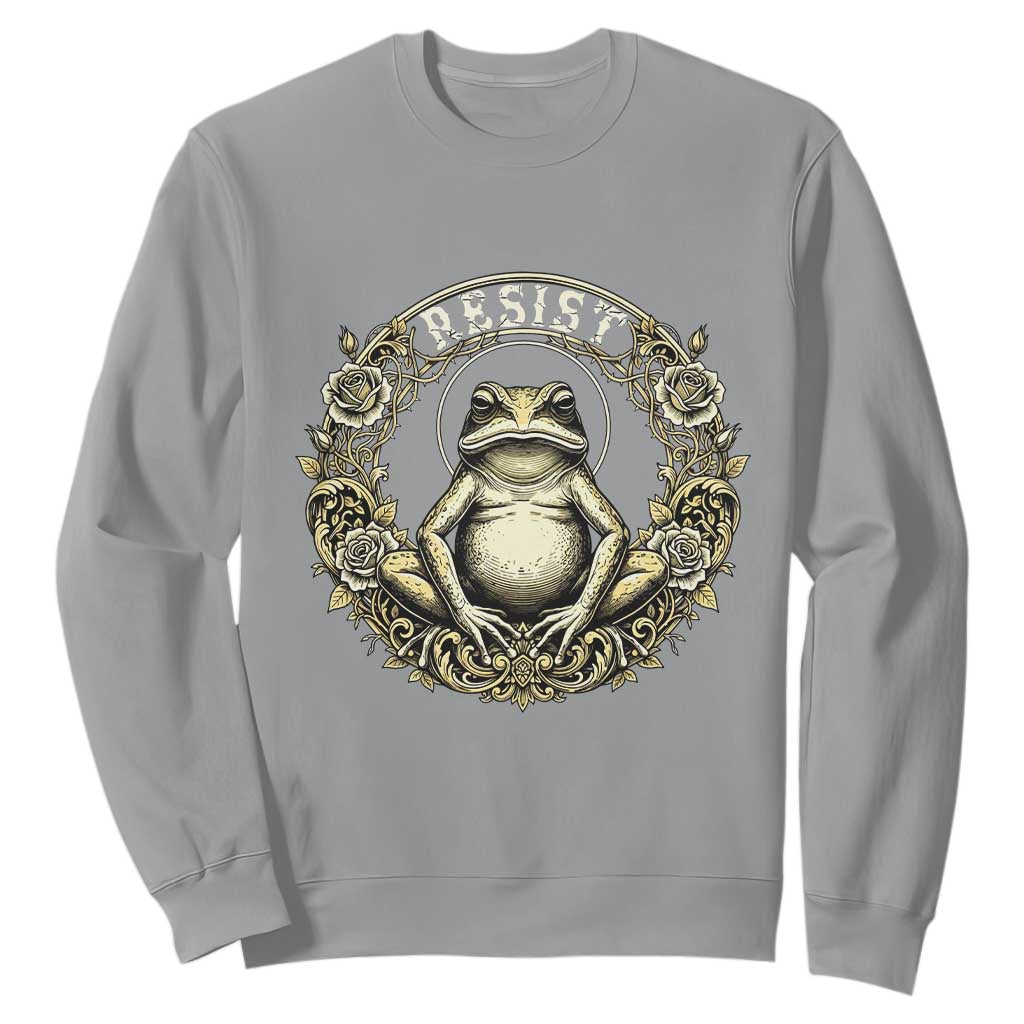 Zen Frog Resist Sweatshirt Sacred Resistance Protest Ornate Style Graphic TS02 Sport Gray Print Your Wear