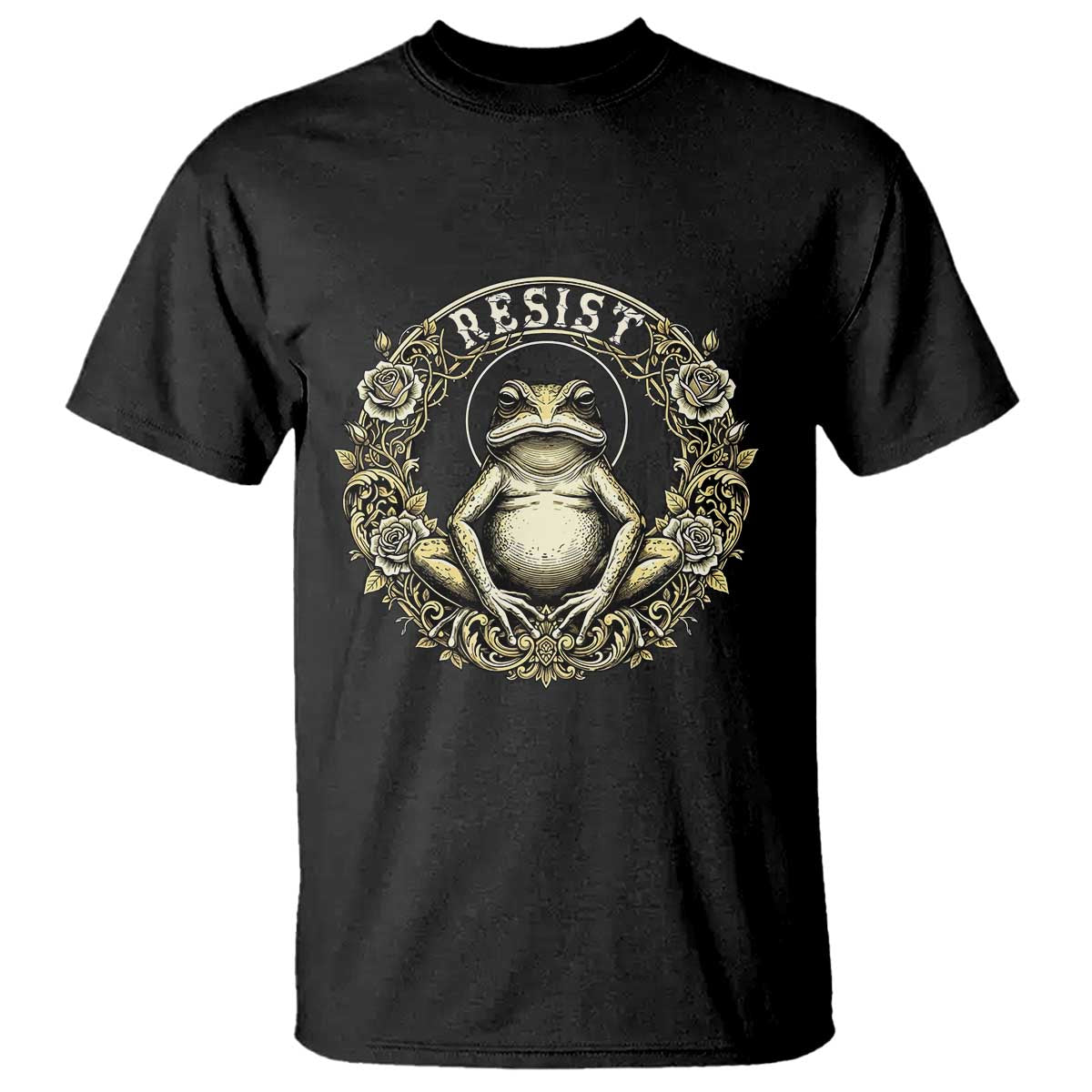 Zen Frog Resist T Shirt Sacred Resistance Protest Ornate Style Graphic TS02 Black Print Your Wear