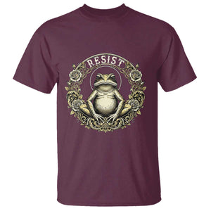 Zen Frog Resist T Shirt Sacred Resistance Protest Ornate Style Graphic TS02 Maroon Print Your Wear