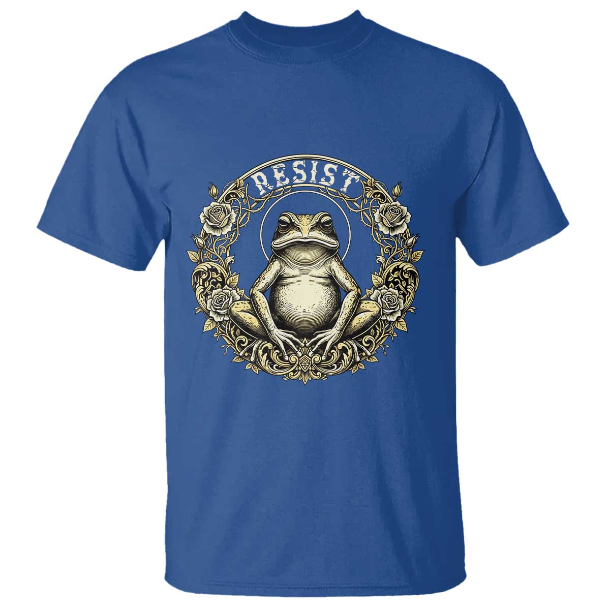 Zen Frog Resist T Shirt Sacred Resistance Protest Ornate Style Graphic TS02 Royal Blue Print Your Wear
