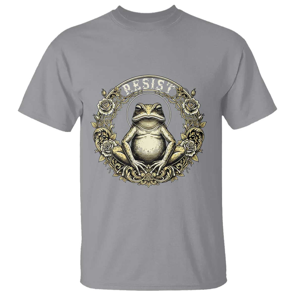 Zen Frog Resist T Shirt Sacred Resistance Protest Ornate Style Graphic TS02 Sport Gray Print Your Wear