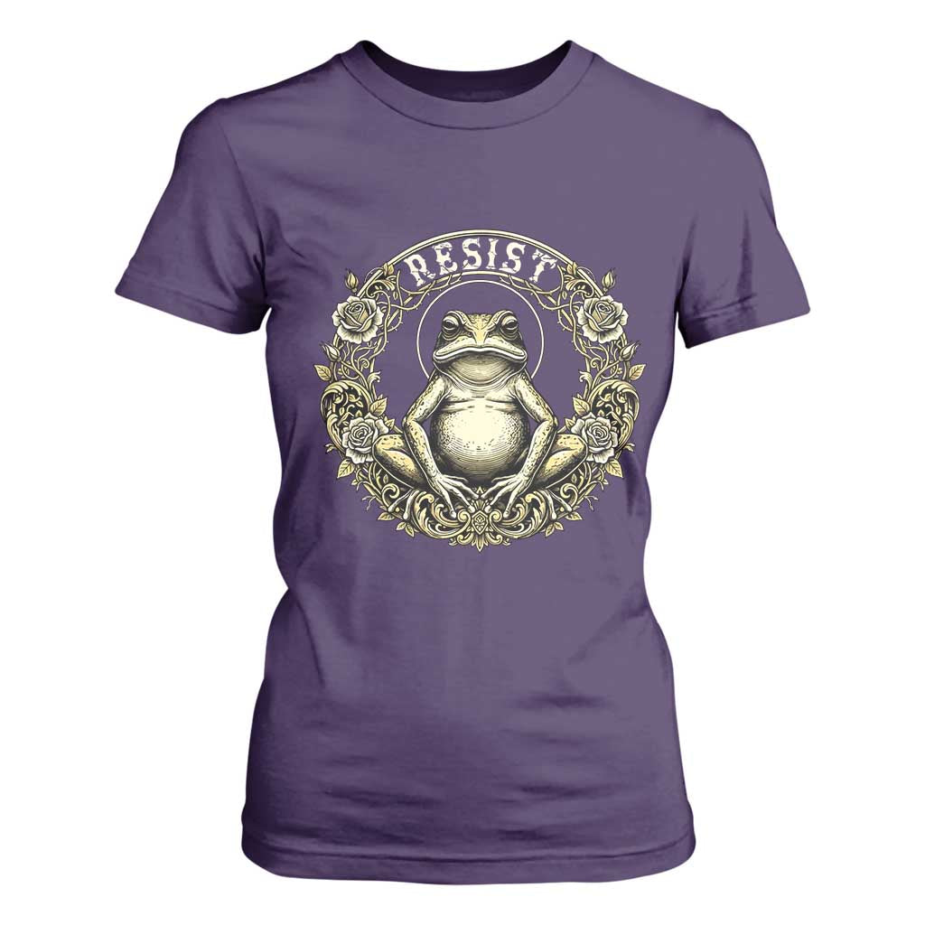 Zen Frog Resist T Shirt For Women Sacred Resistance Protest Ornate Style Graphic TS02 Purple Print Your Wear