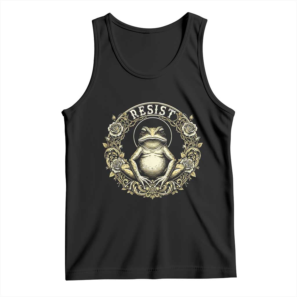 Zen Frog Resist Tank Top Sacred Resistance Protest Ornate Style Graphic - Print Your Wear