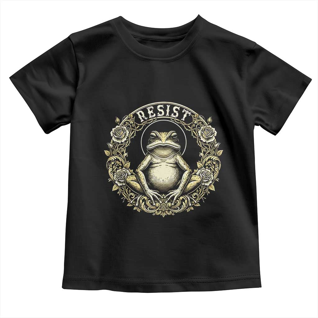 Zen Frog Resist Toddler T Shirt Sacred Resistance Protest Ornate Style Graphic TS02 Black Print Your Wear