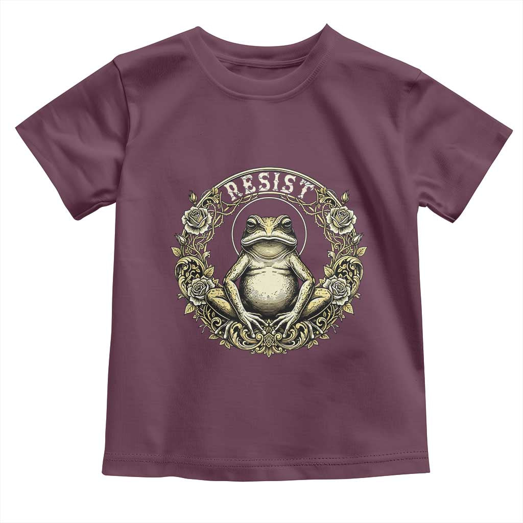 Zen Frog Resist Toddler T Shirt Sacred Resistance Protest Ornate Style Graphic TS02 Maroon Print Your Wear